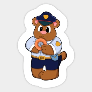 Bear as Police officer with Police uniform & Donut Sticker